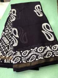 Party Wear Chanderi Silk Hand Block Batik Print Saree 