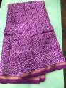 Self Print Hand Block Chanderi Silk Saree  thumb 1