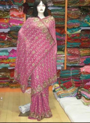 Pink Stone Work Saree For Women At Wholesale by Aarti Saree Emporium