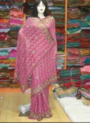 Pink Stone Work Saree For Women At Wholesale