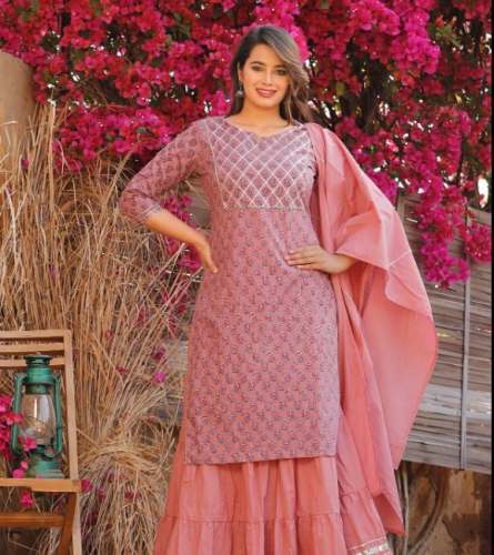 Khara Kapas Salwar Suits and Sets  Buy Khara Kapas Mustard Basant Short  Kurti With Skirt  Dupatta Set of 3 Online  Nykaa Fashion
