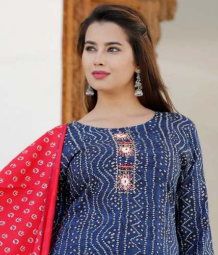 Printed Kurti Pant set With Dupatta 