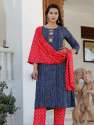 Printed Kurti Pant set With Dupatta  thumb 1