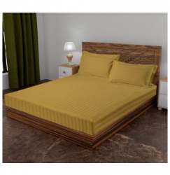 Mustard Strip Cotton Bed Sheet