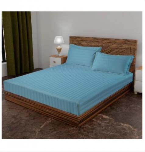 Sky Blue Elastic Fitted Bed Sheet