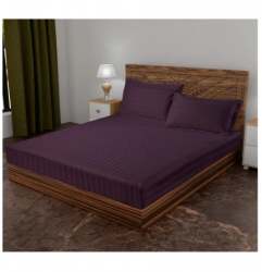 White Strip Elastic Fitted Bed Sheet