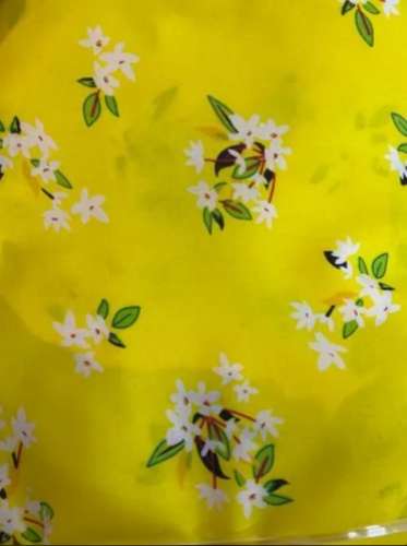 Yellow color Floral Printed Rayon Fabric