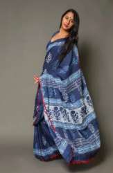 Ladies Block Print Cotton Saree