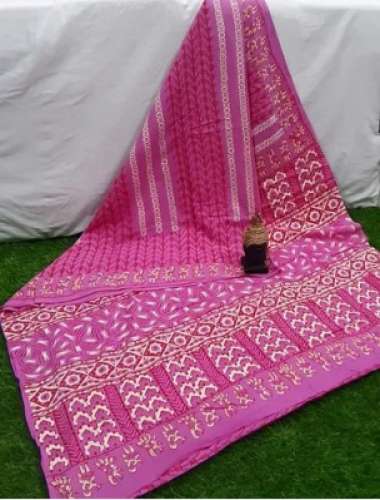 Ladies Exclusive Hand Block Print Cotton Saree by Meena Textile