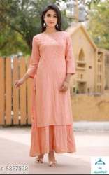 Buy New Collection Peach Kurti Palazzo Set