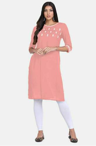 Buy Peach Straight Kurti For Ladies by PR Collections