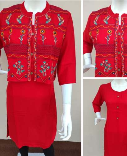 Buy Red Jacket Style Kurti For Women