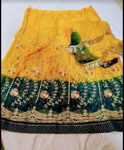 Yellow And Green Rajputi Poshak  by Aashapuri Collection