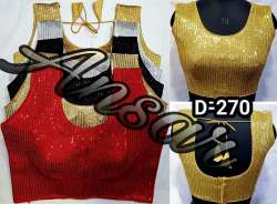 omen's Silver Sequins Sleeveless Radymade Blouse 