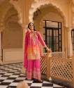 Heavy Chinnon Silk Sequence Work Palazzo Suit thumb 1