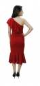 Designer Red one shoulder high slit maxi dress thumb 1