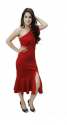 Designer Red one shoulder high slit maxi dress thumb 2