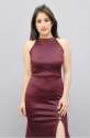    Solid Wine High Slit Maxi Dress thumb 2