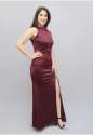    Solid Wine High Slit Maxi Dress thumb 3