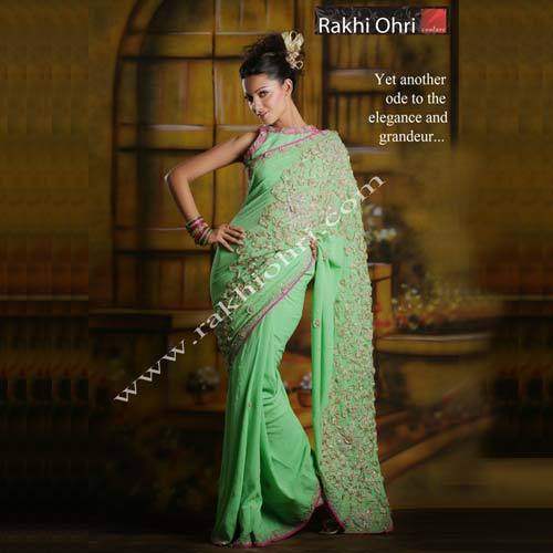 Ribbon Work Saree by Rakhi Ohri