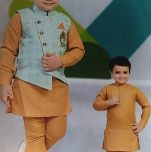 Fancy Kids Boys Kurta With Koti by Merchant logo Gajanand Kripa