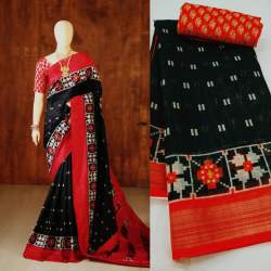  Digital Printed Linen Saree with Blouse SBT