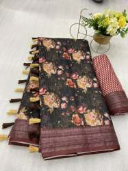 Digital Printed Linen Saree SBT - 652