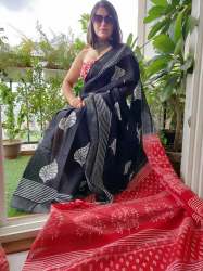 SBT Linen Cotton Digital Print Floral Design saree