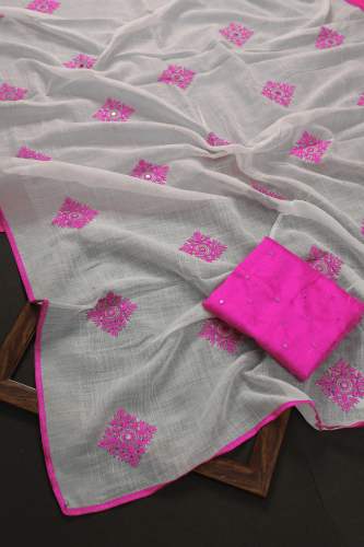 SBT Presents Mirror Work Linen Saree SBT-701