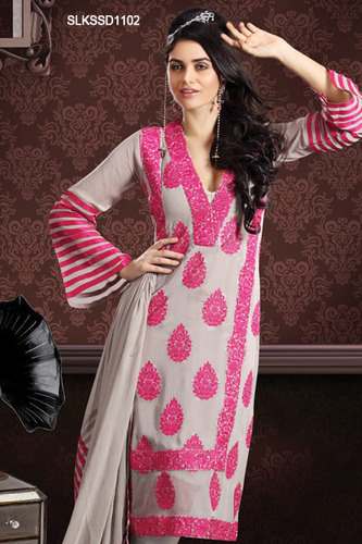 Unstitched Crepe Embroidered Suits