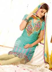 Unstitched Viscose Embroidered Suit