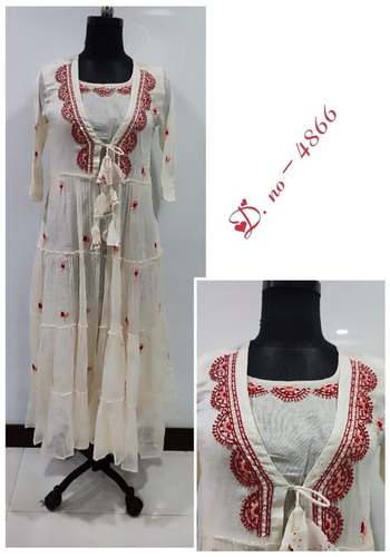 Embroidered Indo Western Gown With Shrug  by S C Aura