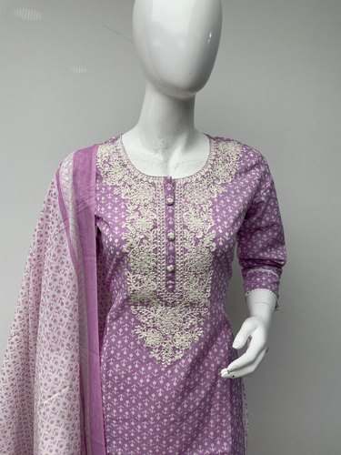Fancy Light Pink Kurti Pant With Dupatta Set 