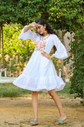 Party Wear White One Piece Tunic Frocks 