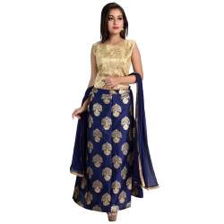 Trendy Chanderi Crop top With Lehenga 
