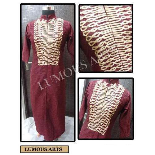 Chanderi Embroidered Kurti By Lumous Art  by Lumous Arts