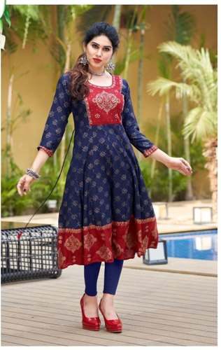 Blue Anarkali Kurti by Kaya  by Shirja NX