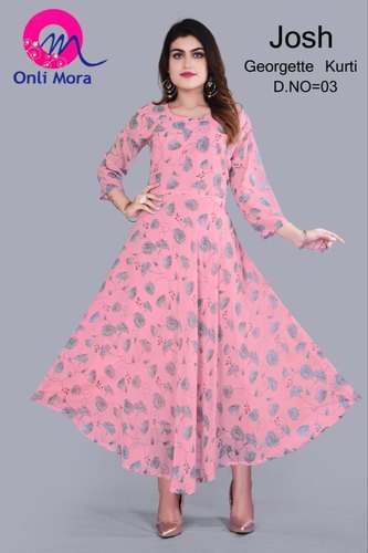 Onli Mora Printed Georgette Kurti D.NO-3 by Krish Trendz