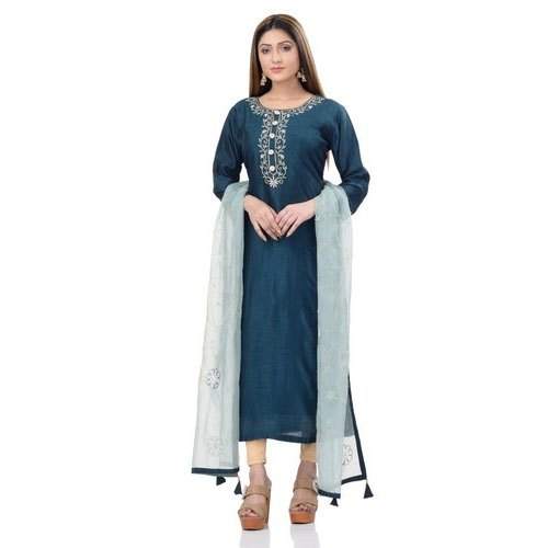 Dora Silk Hand Work Kurti With Dupatta  by Prabha Fashions Pvt Ltd