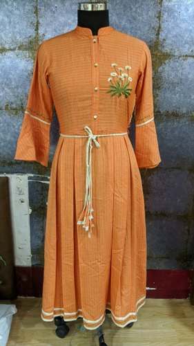 Gown Style Ghera Cotton Kurti  PF5040C by Prabha Fashions Pvt Ltd
