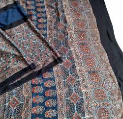 Ajrakh Hadn Block Printed Saree 