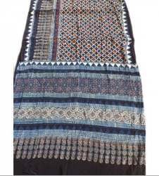 Modal Silk Ajrakh Block Printed Saree