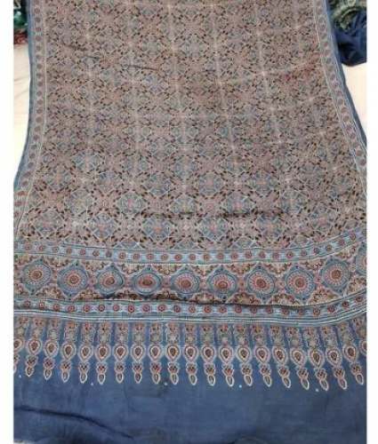 Modal Silk Ajrakh Hand Block Print Natural Dyed Dupatta by A jabbar Haji Zakariya khatri