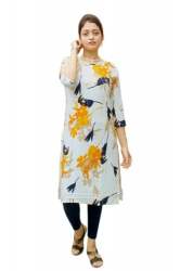 Flowery Printed Rayon Straight Kurti 