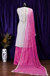 Hand Block Printed Dress Material with Zari Work