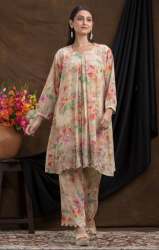 Organza Digital Flower Printed Cord Set For Women