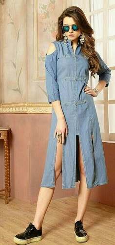 Formal Wear Denim Front Slit Kurti  by Elegance Creation