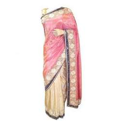 Double Color Embroidery Saree