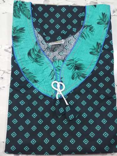 Fancy Cotton Piping Nighty For Wholesale