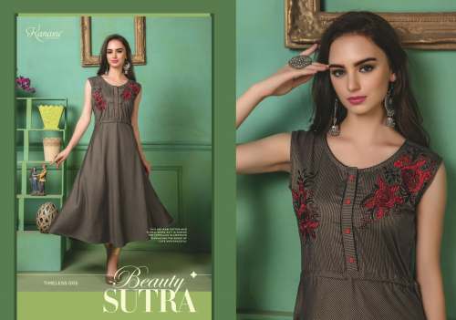 TIMELESS Rayon Embroidered Anarkali Kurti  by Zenith Garments